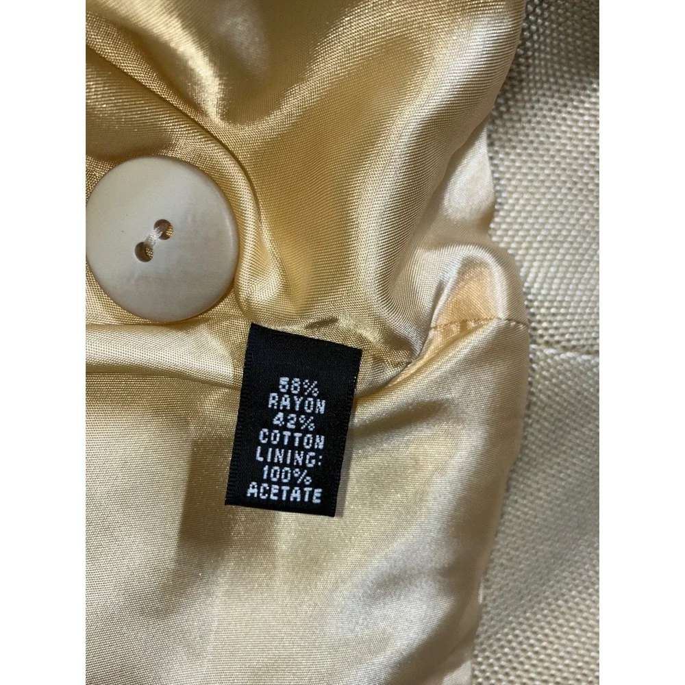 Ellen Tracy Blazer Jacket‎ Women 4 Petite Double Breasted Butter Yellow